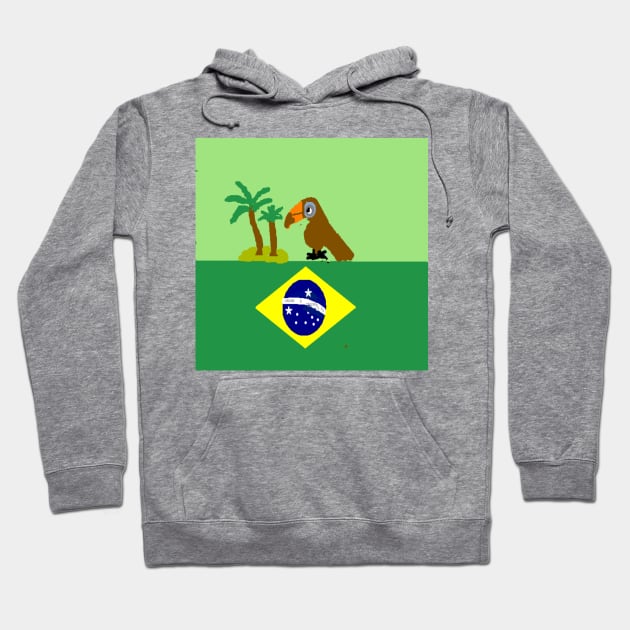 Sporty Brazil Design on Green Background Hoodie by 2triadstore